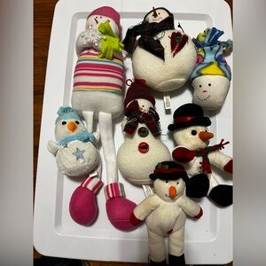 Lot of Festive Snowman Plush Toys
